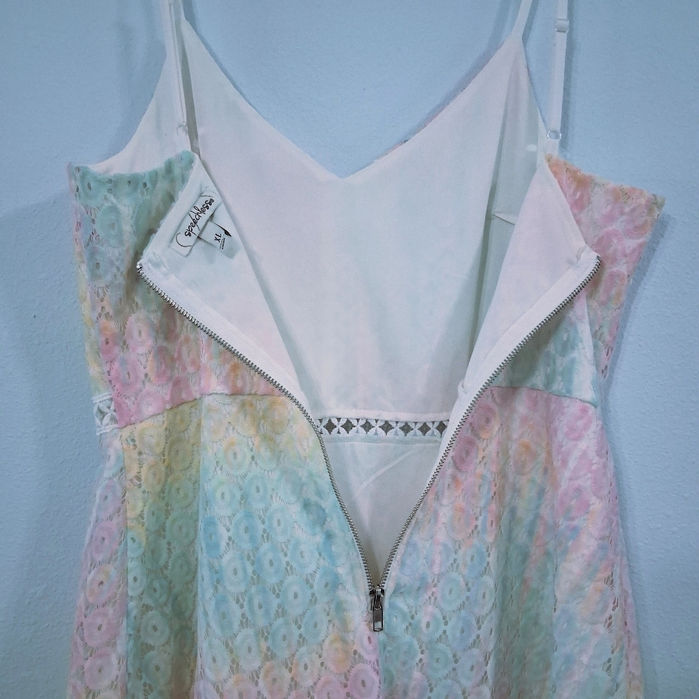 Pastel Fairy Dress Rainbow Lace Adjustable Straps Lined Zipper Back Pink Blue XL - Picture 8 of 13